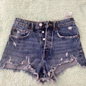 Zara Blue Distressed Jean Shorts